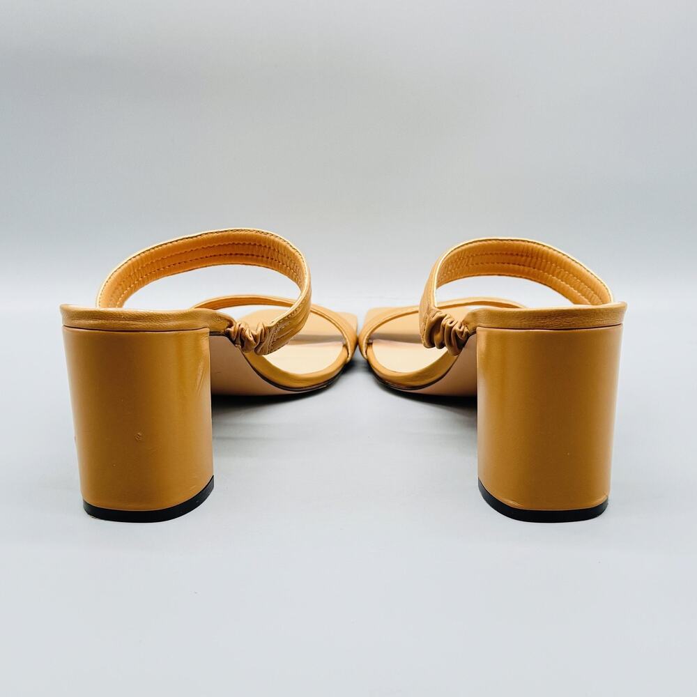 J CREW Sandals Womens 12 Beige Leather Mule Block Heel Square Toe Comfort Summer - Picture 7 of 12